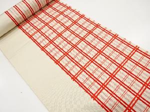 アンティーク　本場筑前博多格子模様織出し名古屋帯地反物